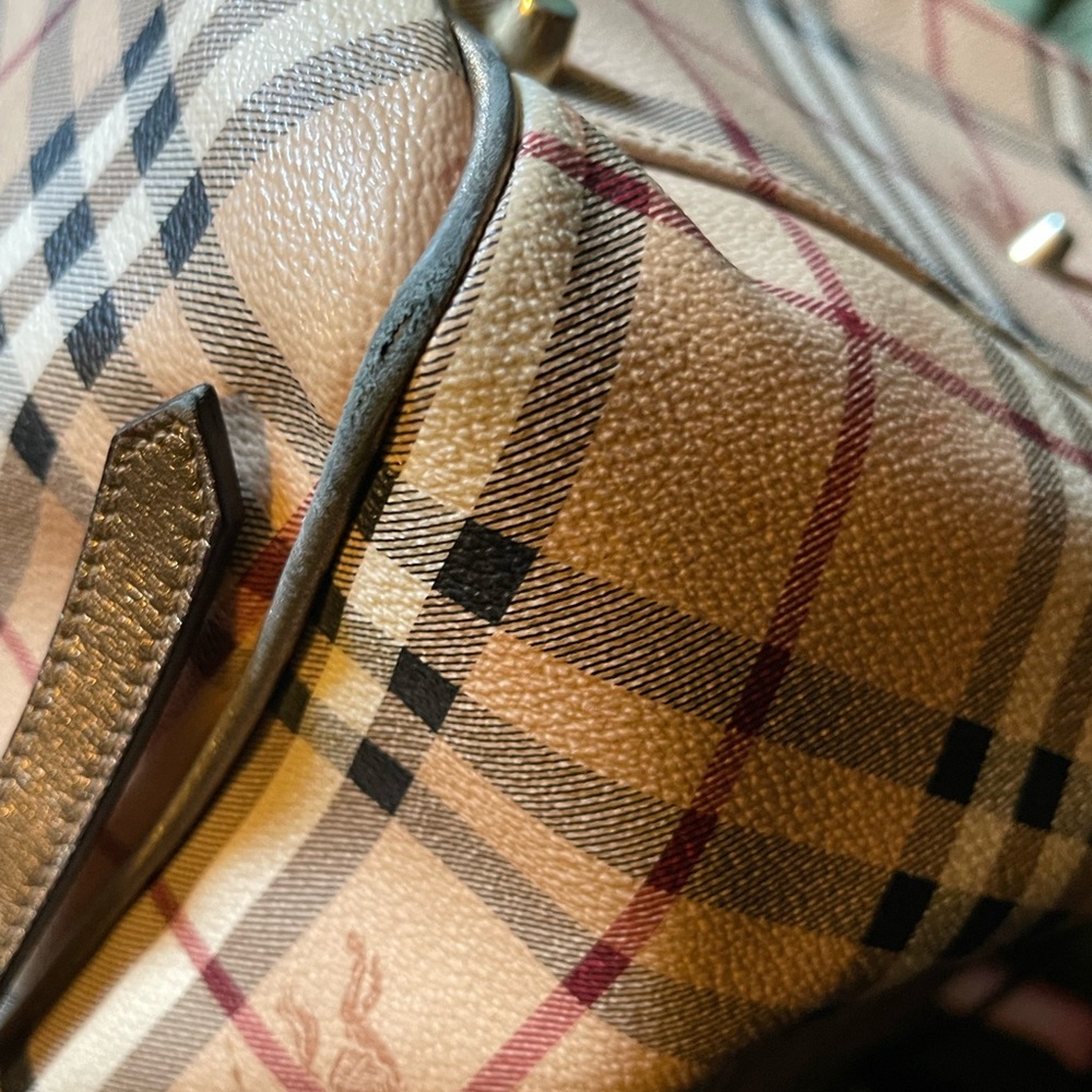 Burberry Tan and Black Plaid Tote Bag - Picture 10 of 15